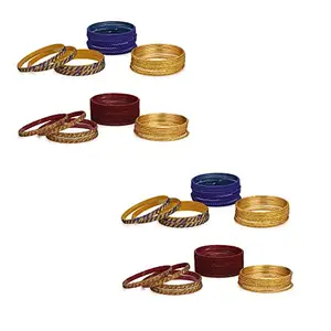 Designer Colorful Combo of 2 Metal Bangle Set, for Party and Daily Use, 24 Bangle Each Color (4MBCombo-AA1_bang)