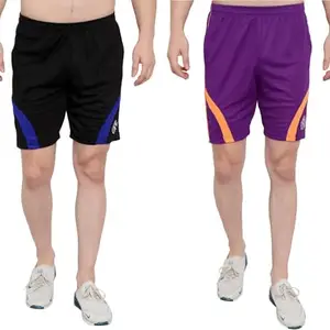 Solid Men Multicolor Sports Shorts S-1833-Black-Purple