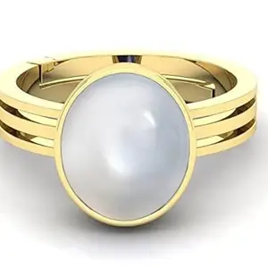 RRVGEM RRVGEM Moti Stone Ring 13.00 Ratti South Sea Pearl Stone Ring Gold Plated with Lab Certified Card{Pearl Gemstone Original Certified/Pearl South sea/moti Gemstone Certified Natural}for Men and Women