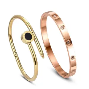 MIAMI bracelet for women Stylish Bangles for women Adjustable Anti Tarnish Bracelet for girls rose gold Kada for Women Accessories Anti Tarnish Jewellery Stainless Steel Cuff Bracelet gifts Combo