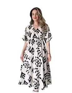 Prajapati fashion Women's Cotton Blend Maxi Midi Dress Western Dress for Women Elegant Floral Printed Long Dresses