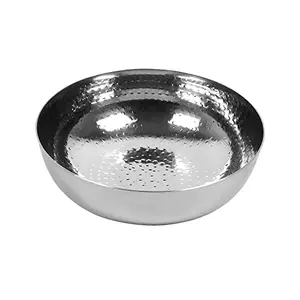 Karmbhumi Stainless Steel Cookware Hammered Without Handle Tasla/Kadhai- Silver (1500ml(10 No.)) price in India.
