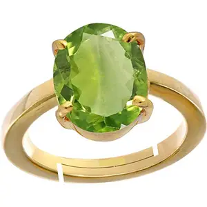 SIDHARTH GEMS Sidharth Gems 11.25 Ratti 10.35 Carat AA++ Quality Certified Natural Green Peridot Gemstone panchdhatu Metal Adjustable Ring/Anguthi for Men and Women