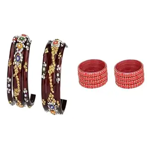 Somil Elegant Combo Bangles For Women & Girls | Stylish Bangles Set For Everyday & Functions, Pack Of 14, Maroon, Pink -B502