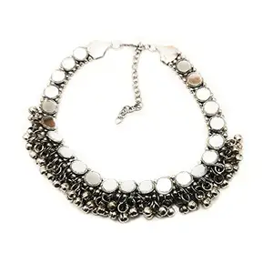 Gifts and Fashion Non Precious Metal Mirror Ghungroo Choker Necklace for Women (Plain Mirror)