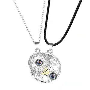 Yellow Chimes Pendant for Girls and Boys Silver Toned Stone Studded Designed Couples Pendants Valentine Love Gift Couple gifts