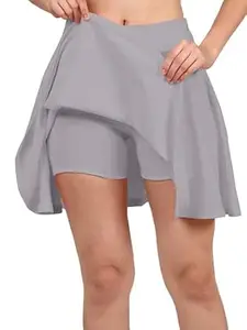 Mehrang Girl's/Women's Classic Stretchy All Time Trendy Skater Skirt with Attached Inner Shorts and Flared Inskirt