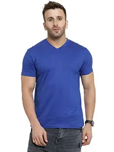 Scott International Men Royal Blue Bio Wash Cotton V- Neck T-shirtFBA_BSHV2_XXL