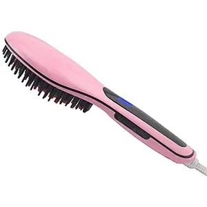 MoneySO Plastic and Ceramic Fast Hair Straightener Brush with Temperature