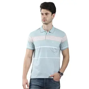 Monte Carlo Men's Regular Fit Polo T-Shirt | Striped Pattern| Half Sleeve | Collared Neck | Casual Wear T Shirt for Men's Green XXL (Pack of_1)