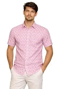 Printvaas Stylish Mens Cotton Regular Fit Half Sleeve Collared Printed Shirt | Lightweight & Breathable Fbaric | Button Down Shirt for Mens & Boys