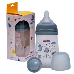 Adore Skoot Wide Neck Feeding Bottle with Anti-Colic Teat 240 ml (Blue)