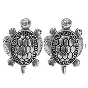 Tortoise/Turtle Finger Ring for Men and Women/Good Luck Kachua/Tortoise Ring for Men and Women Vastu Ring (Set Of 2Pc, Silver)