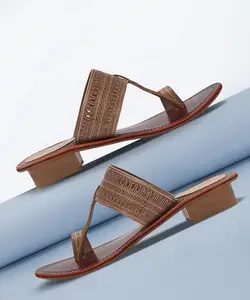 Picktoes PT-538 Women's Beige Leather Casual Heel Sandal