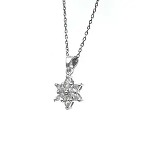 CU-MATRIX CUMATRIX White Cubic Zirconia Gemstone Floral Pendant Valentine Day Jewelry | Gifts For Women And Girls