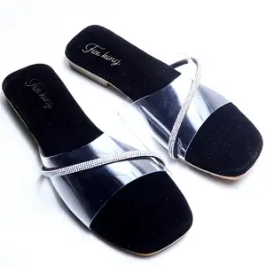 Fix King Black Women’s Flats Sandals Wedding Designer Comfortable & Liteweight Casual Fashionable Slippers For Girls (BLACK, UK Footwear Size System, Adult, Women, Numeric, Medium, 4)