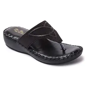 BIG BIRD FOOTWEAR Airmax Sole Synthetic Casual V-strap Doctor Sandals for Women & Girls (Black, Size : 8UK)