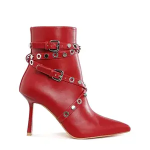 London Rag Eyelets & Studs Harness Ankle Boots