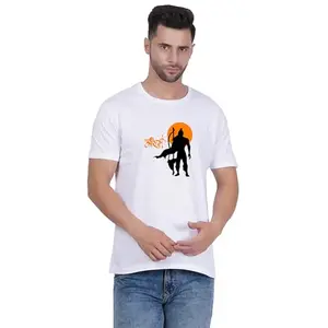 DORECHU Half Sleeves Shree Ram, Vector Round Neck Polyester Printed White T Shirt for Men and Women