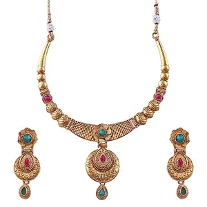 KRISHNA ART Gold Plated Necklace Set For Women