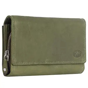 Delfin Genuine Leather | Multi Compartment Ladies Wallet (Green)