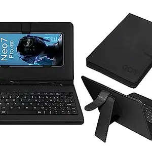 ACM Keyboard Case Compatible with Iqoo Neo 7 Pro Mobile Flip Cover Stand Direct Plug & Play Device for Study & Gaming Black