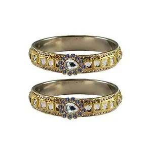 MAYA FASHION Golden stone Stud Brass Bangle Elegant Extra Large Size Bangle | Perfect Fit for Plus Size banglesTrendy and Comfortable Fit for woman and girls | (Sku-ban4728)