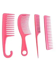 Curved Hook Comb Pointed Tail Comb Wide Tooth Comb Detangling Hair Comb For All Hair Types (Set of 4)