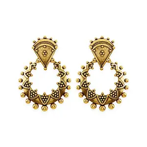 Voylla Rava Ball Oxidized Gold Plated Hoop Style Earrings For Women