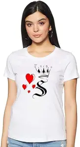 Women's Alphabetic Print Round Neck T-Shirt CW_New_WPRNT#S010_White_M