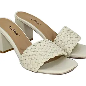 SKOLL Fashion Heels Sandal for Women and Ladies (Cream, numeric_8)