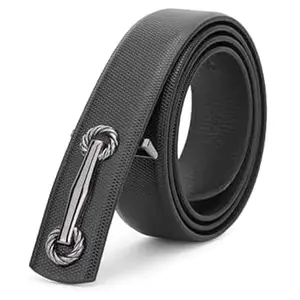 Kastner Men's Formal and Casual Pin Closer PU Leather Belt with Textured Design and Buckle
