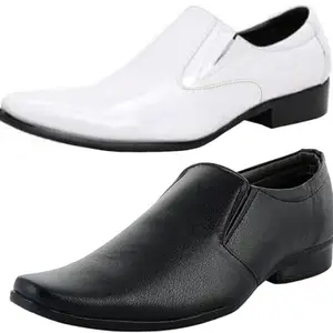 Vitoria Derby Shoes for Men | Shoes for Men with PU Sole | Comfortable & Lightweight |Durable & Trendy Design | Size : 9 | Color : Multicolor,VTR_401WhtSlipon_VTR_2003_Blk_2S_9