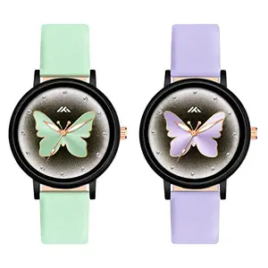 CLOUDWOOD Multicolor Analog Butterfly Design Combo Wrist Watches for Women & Girls Pack of - 2 (MT521-524)