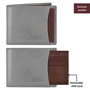 Loukya Grey-Maroon Dual Color Bi-Fold Genuine Leather 9 ATM Slots Wallet for Men WL506-C