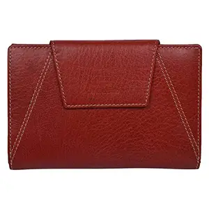 Leatherman Fashion LMN Genuine Leather red Women's Card Holder with (14 Slots)