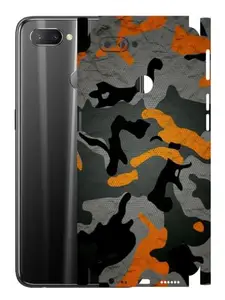 AtOdds - REALME U1 - Mobile Back Skin Sticker - Lamination - Rear Screen Guard Protector Film Wrap (Coverage - Back+Camera+Sides) (Design - Orange Camo)