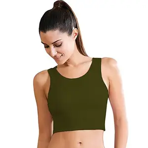 THE BLAZZE Women's Basic Sexy Strappy Sleeveless Racerback Camisole Crop Top (X-Large, Army Green)