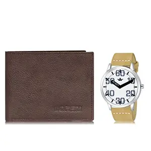 LOREM Combo of Men Watch & Artificial Leather Wallet-FZ-WL12-LR62