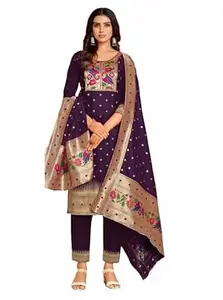 KF KRITVA FASHION Women's Long Pure Khadi Cotton Lace Work Street Cut,off white color, Full Sleeve, Casual Office Wear Stylish Readymade Kurti with Palazzo Pant Set