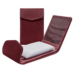 MATSS Stylish and Trendy Burgandy Faux Leather Card Holder||Wallet for Men and Women (12021BU)