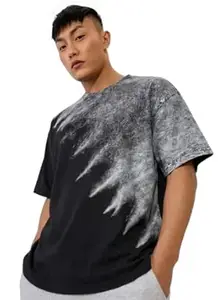 boffi ... 100% Cotton Oversized T-Shirt Unisex Drop Shoulder Dye Washed Street Look Black Pack of 1