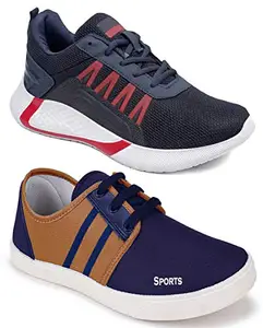 Axter Men's (5014-9311) Multicolor Casual Sports Running Shoes 6 UK (Set of 2 Pair)