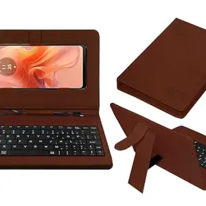 ACM Keyboard Case Compatible with Motorola Moto G04 Mobile Flip Cover Stand Direct Plug & Play Device for Study & Gaming Brown