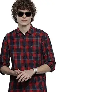 The Indian Garage Co Men Slim Fit Checkered Full Sleeves Spread Collar Casual Shirt