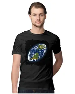 Men's Regular Fit T-Shirt Rugby Ball Shaped Earth 100% Cotton T-Shirt Black; _RUGEARTHM-Black S Men Round_bz