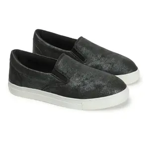 Carlton London Women Black Comfortable Slip On Snakeer with Heels, for for Casual, Walking & Daily Use (40)