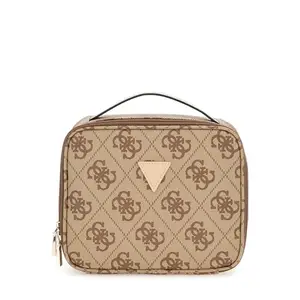 Guess Women's Latte Logo/Brown Printed Cosmetic Case| Ladies Purse Handbags | Gift For Ladies