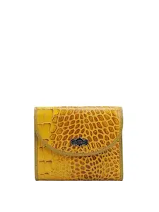 Da Milano Genuine Leather Yellow Flap Women Wallet (10059OL)