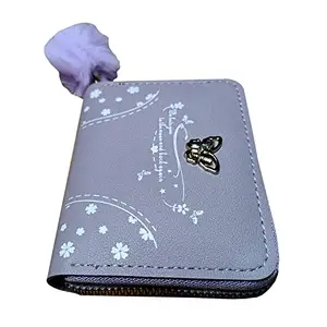 Sarang Gifts Women Double Zip Mini Wallet with Pom Pom (Purple)